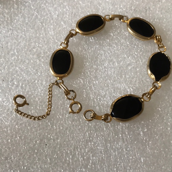 Antique onyx gold filled bracelet - Picture 1 of 5